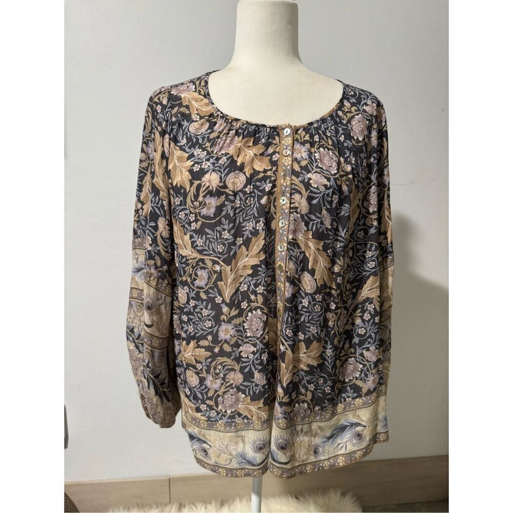 Spell & the Gypsy Oasis blouse in nightshade ballon sleeve metallic boho oversiz - Picture 2 of 13